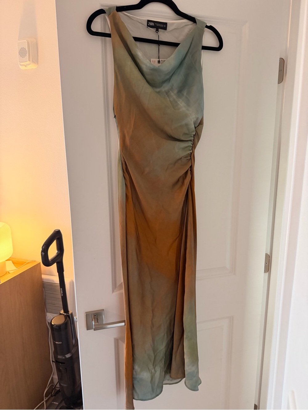 Zara Green and Tan Ombre Draped Maxi Dress
